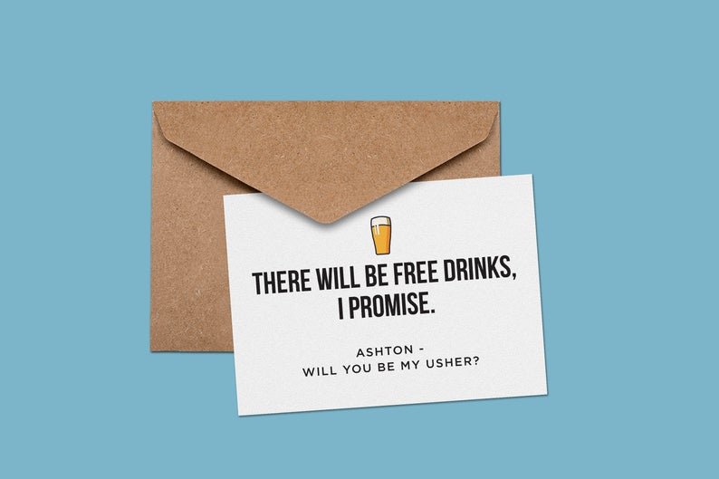 new Free Drinks Proposal Card by Groovy Groomsmen Gifts