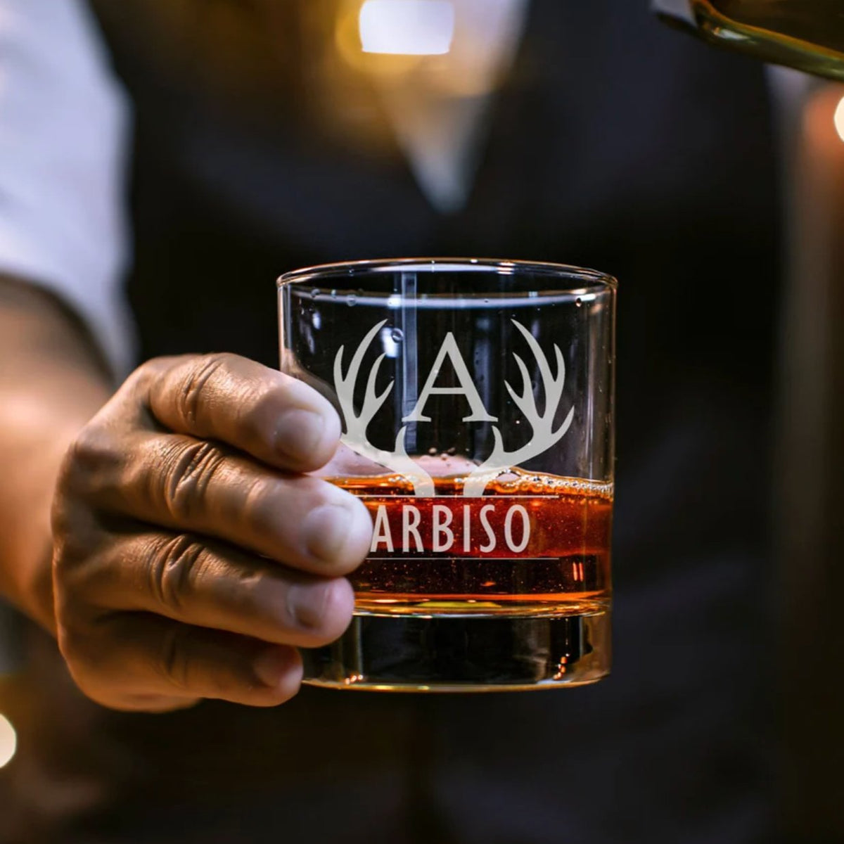 Front &amp; Center Whiskey Glass - Groovy Groomsmen Gifts