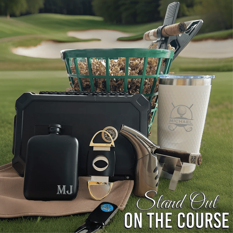 Gift Set Cigar Lovers Golf Gift Basket by Groovy Groomsmen Gifts