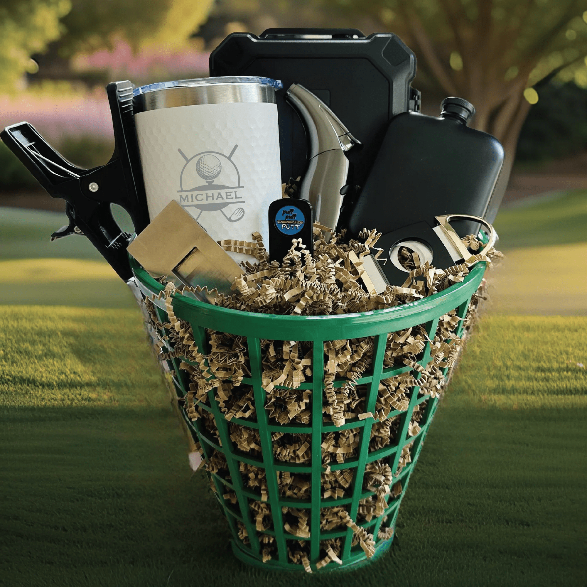 Gift Set Cigar Lovers Golf Gift Basket by Groovy Groomsmen Gifts