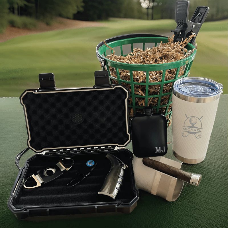 Gift Set Cigar Lovers Golf Gift Basket by Groovy Groomsmen Gifts