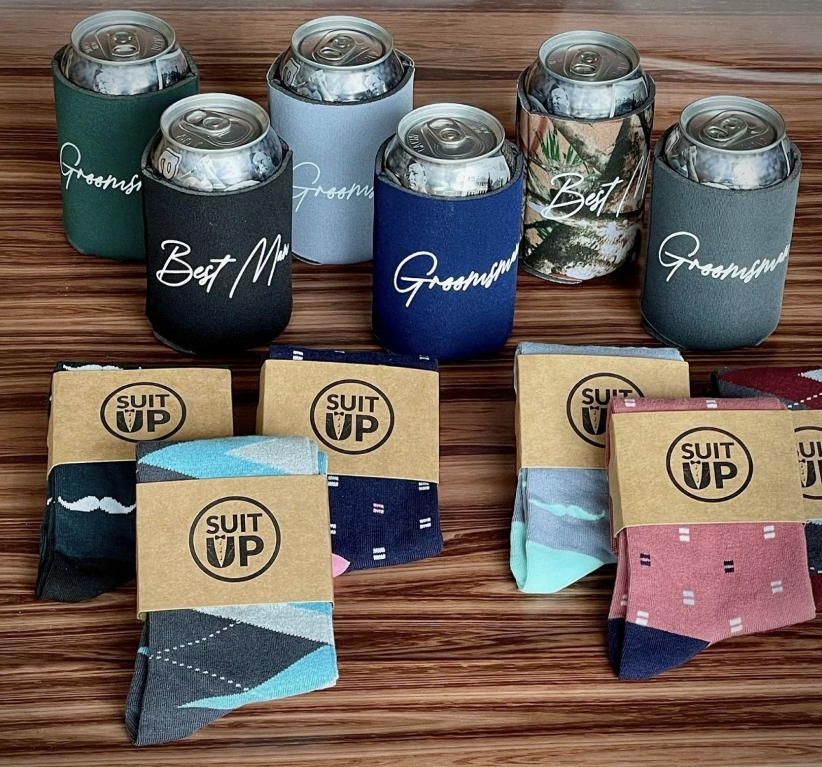 Gift Sets Groomsman Socks &amp; Koozie Set by Groovy Groomsmen Gifts