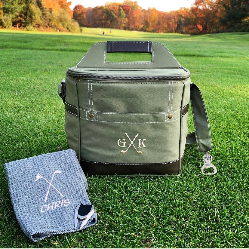 Golf Personalized Par Tee Golf Cooler Gift Set by Groovy Groomsmen Gifts