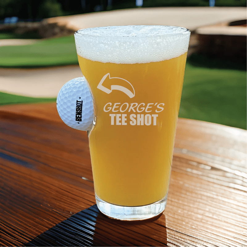 golf Swing and Sip Golf Ball Pint Glass by Groovy Groomsmen Gifts