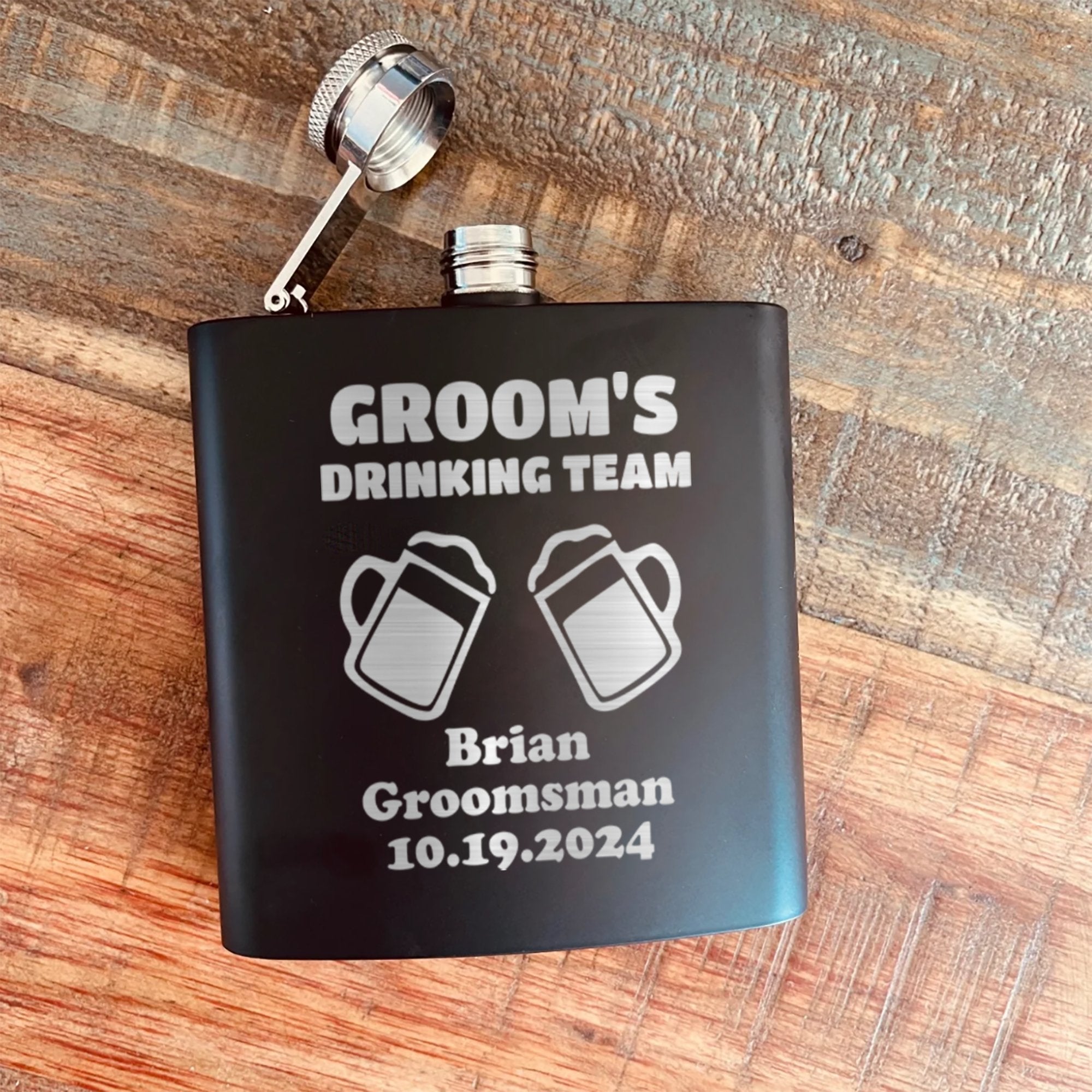 Grooms Drinking Team Flask - Groovy Groomsmen Gifts