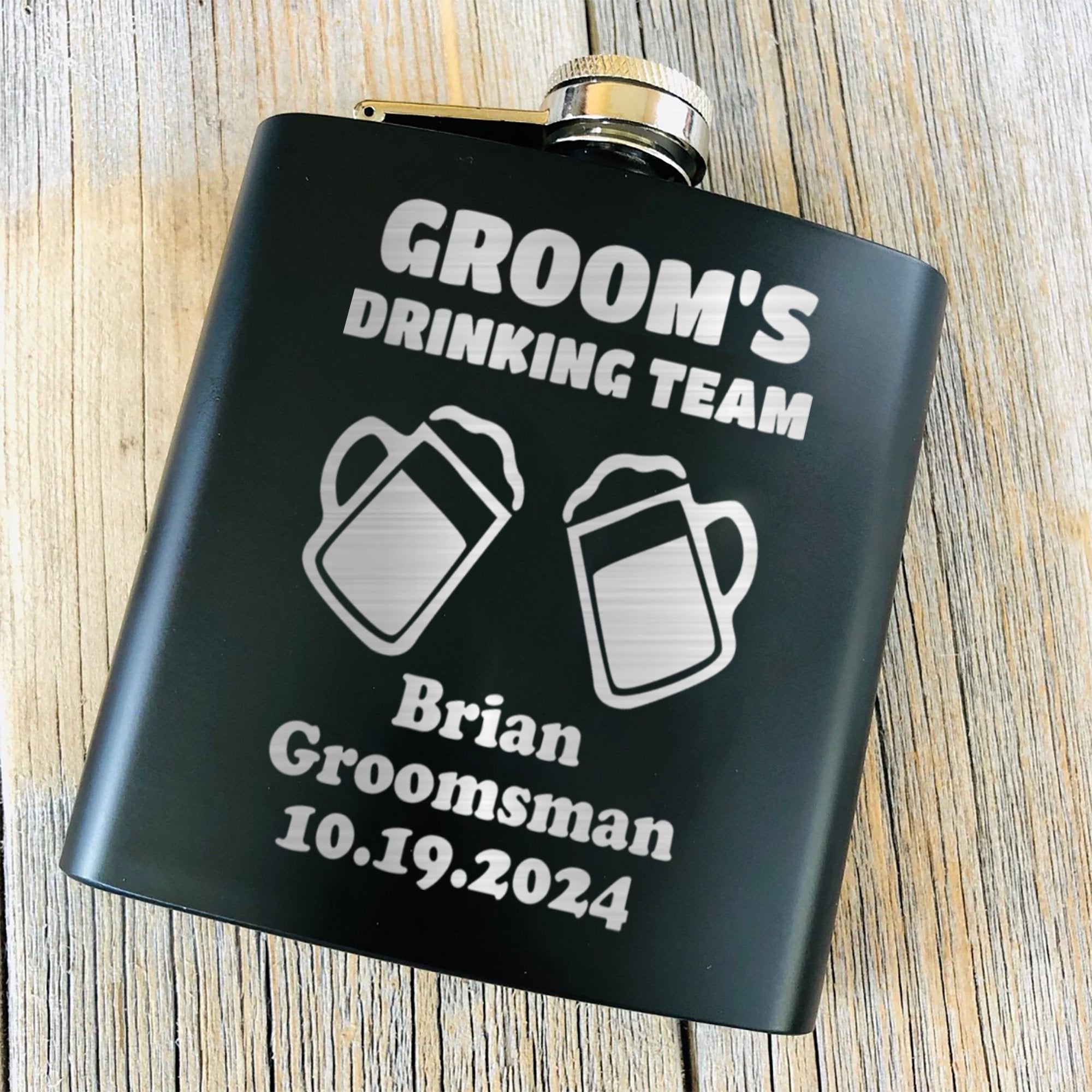 Grooms Drinking Team Flask - Groovy Groomsmen Gifts