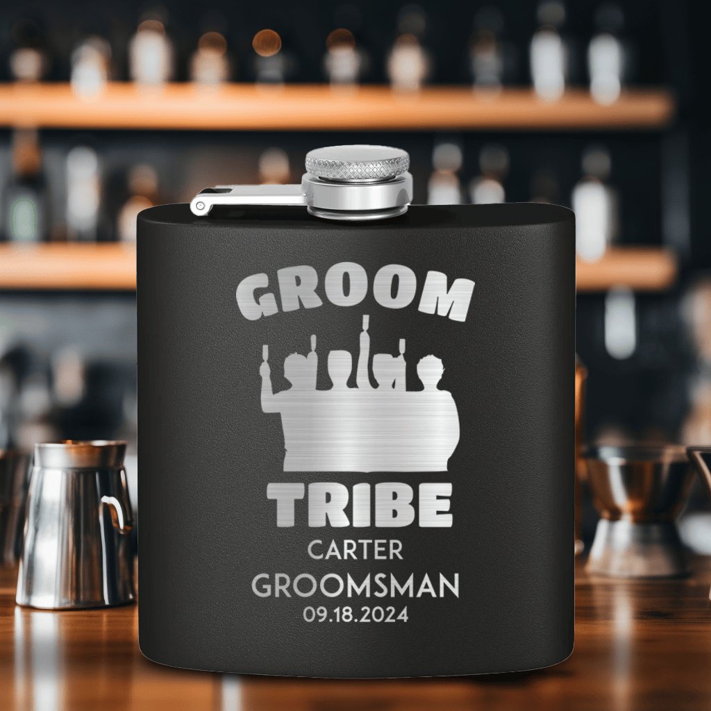 Groomsman Flasks Grooms Tribe Flask by Groovy Groomsmen Gifts