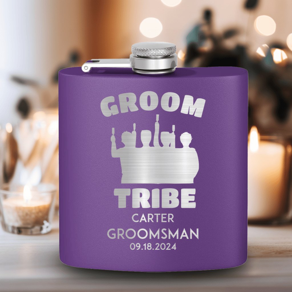 Groomsman Flasks Grooms Tribe Flask by Groovy Groomsmen Gifts