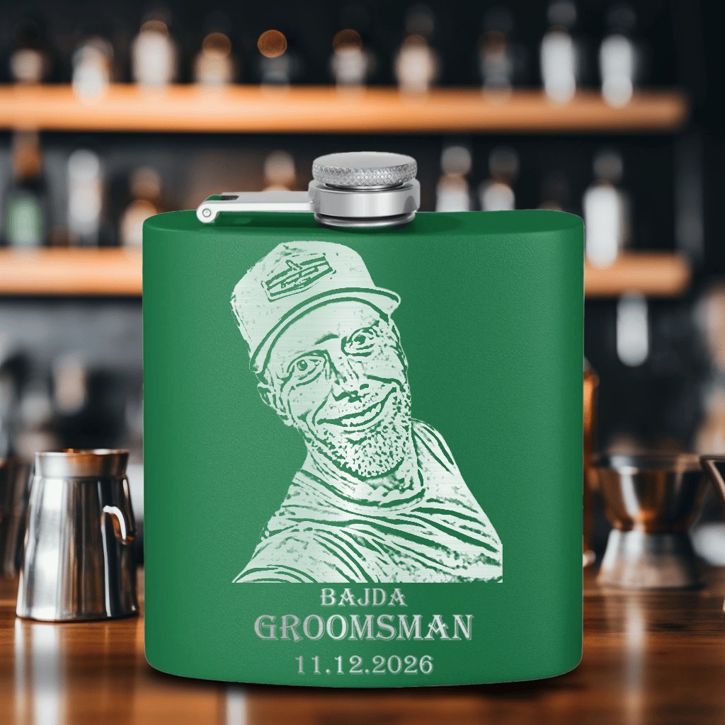 Groomsman Flasks Custom Groomsman Photo Flask - Laser Engraved by Groovy Groomsmen Gifts