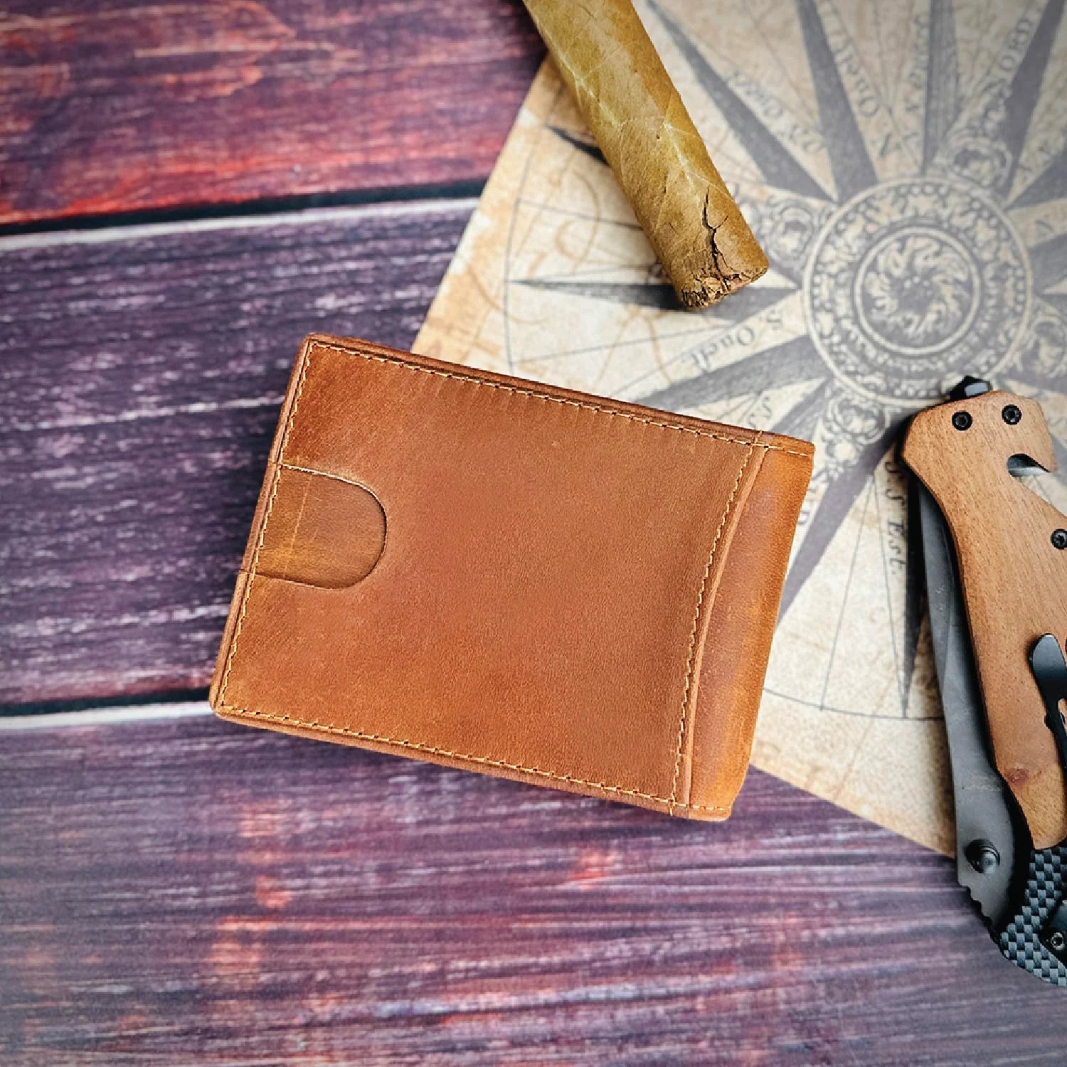 Groomsman Leather Wallet Sleek Secure Slide Wallet by Groovy Groomsmen Gifts