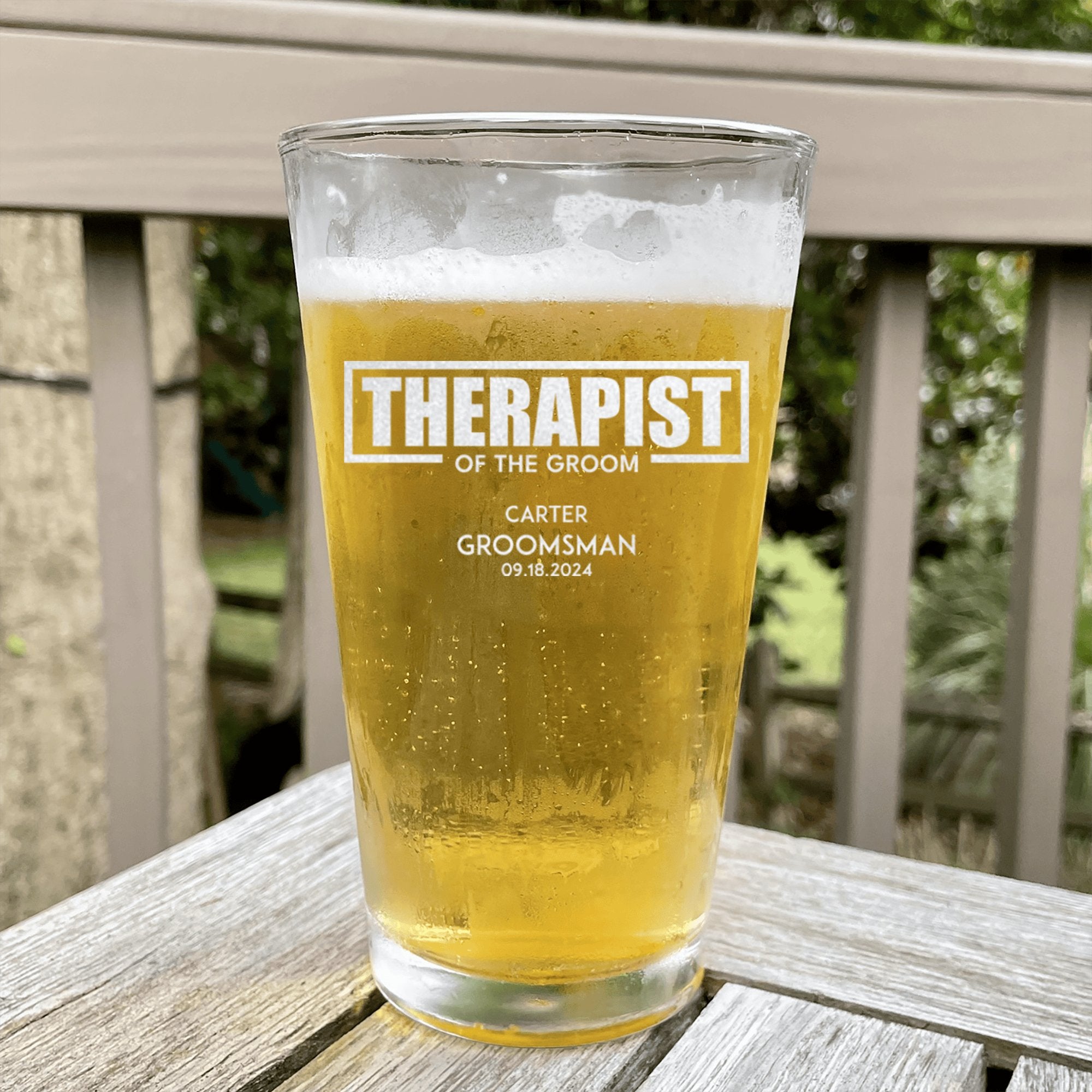 Groomsman Pint Glasses Therapist Of The Groom Pint Glass by Groovy Groomsmen Gifts