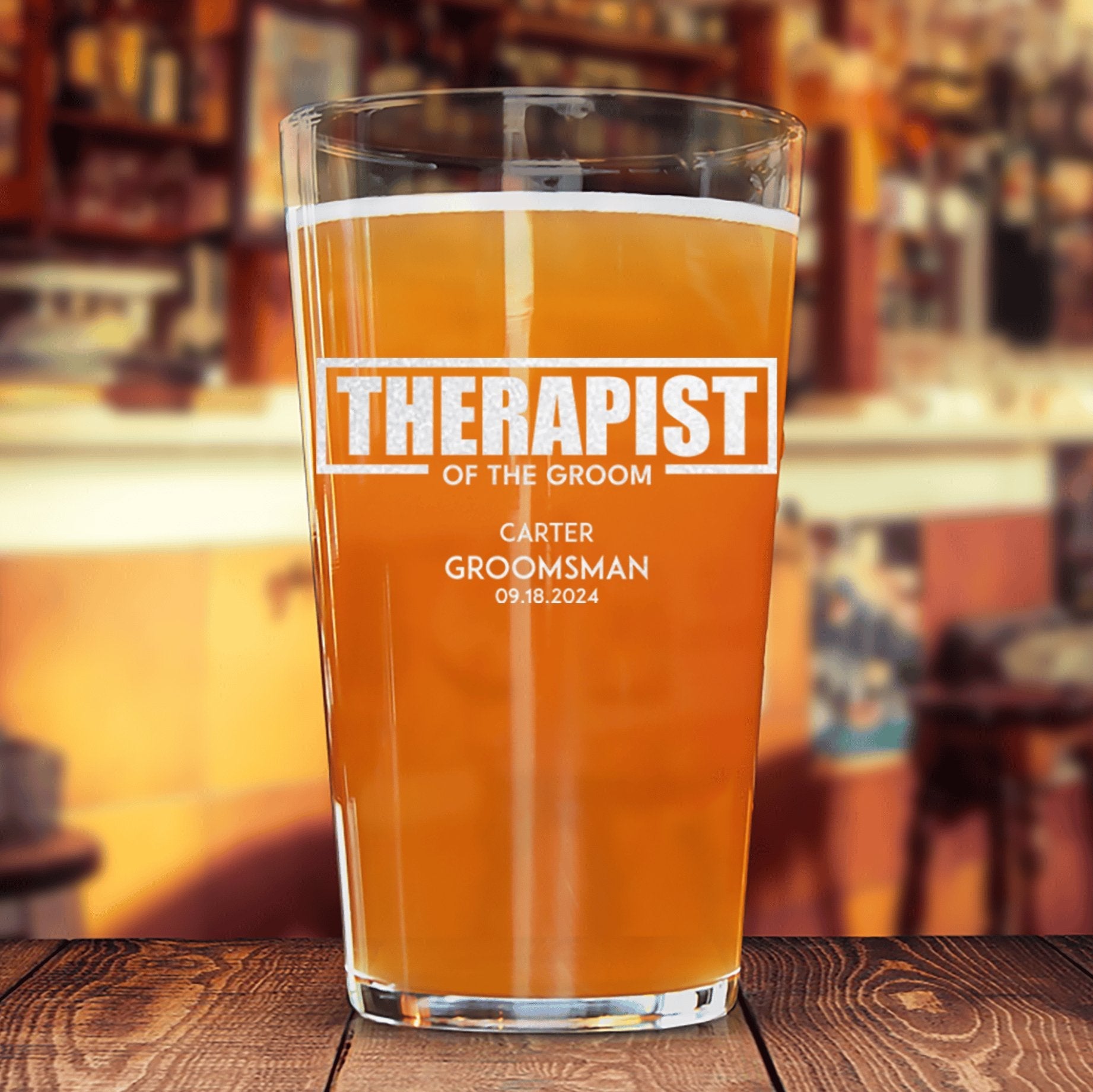 Groomsman Pint Glasses Therapist Of The Groom Pint Glass by Groovy Groomsmen Gifts