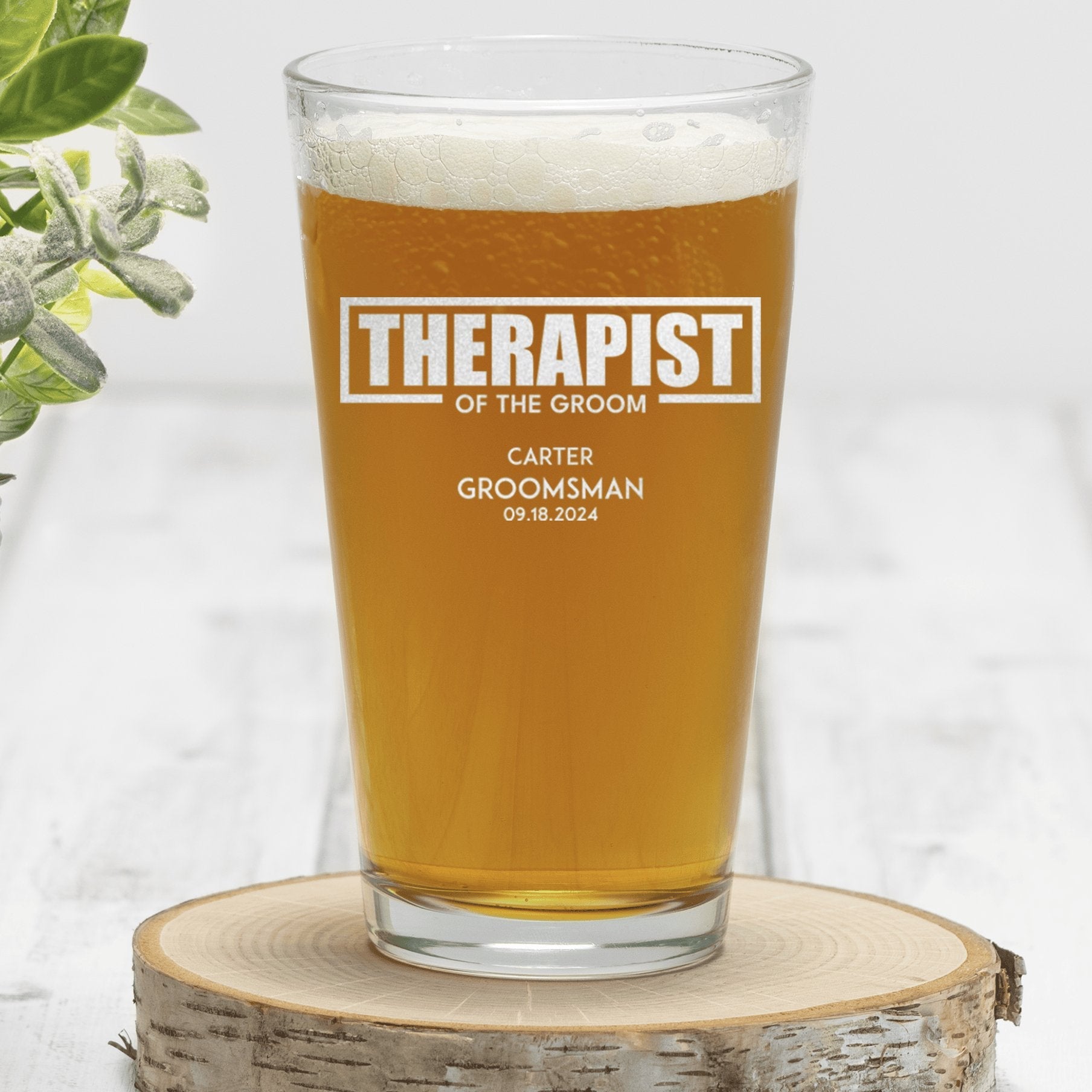 Groomsman Pint Glasses Therapist Of The Groom Pint Glass by Groovy Groomsmen Gifts