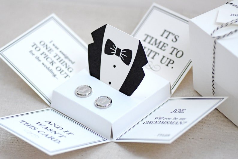 cufflinks Groomsman Proposal Box by Groovy Groomsmen Gifts