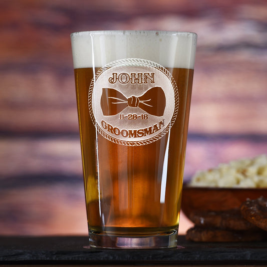 Groomsmen Bowtie Beer Glass - Groovy Groomsmen Gifts