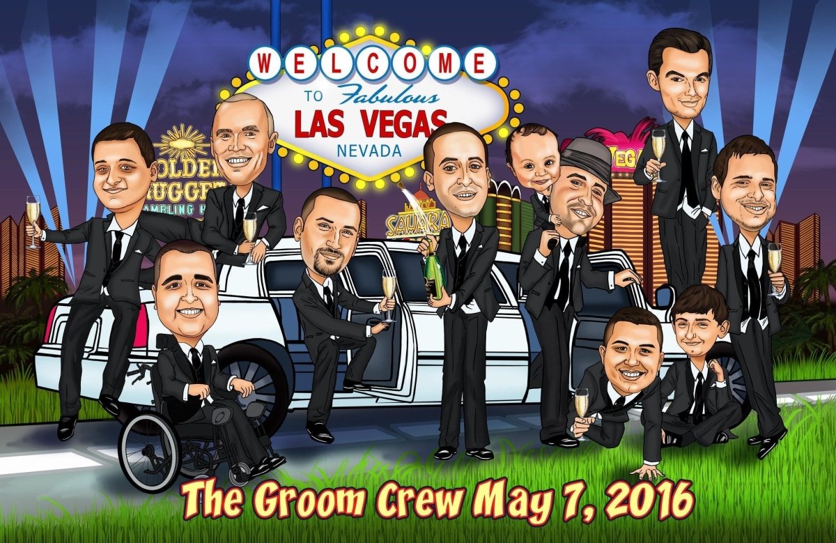 groomsmen gifts Groomsmen Group Caricature by Groovy Groomsmen Gifts