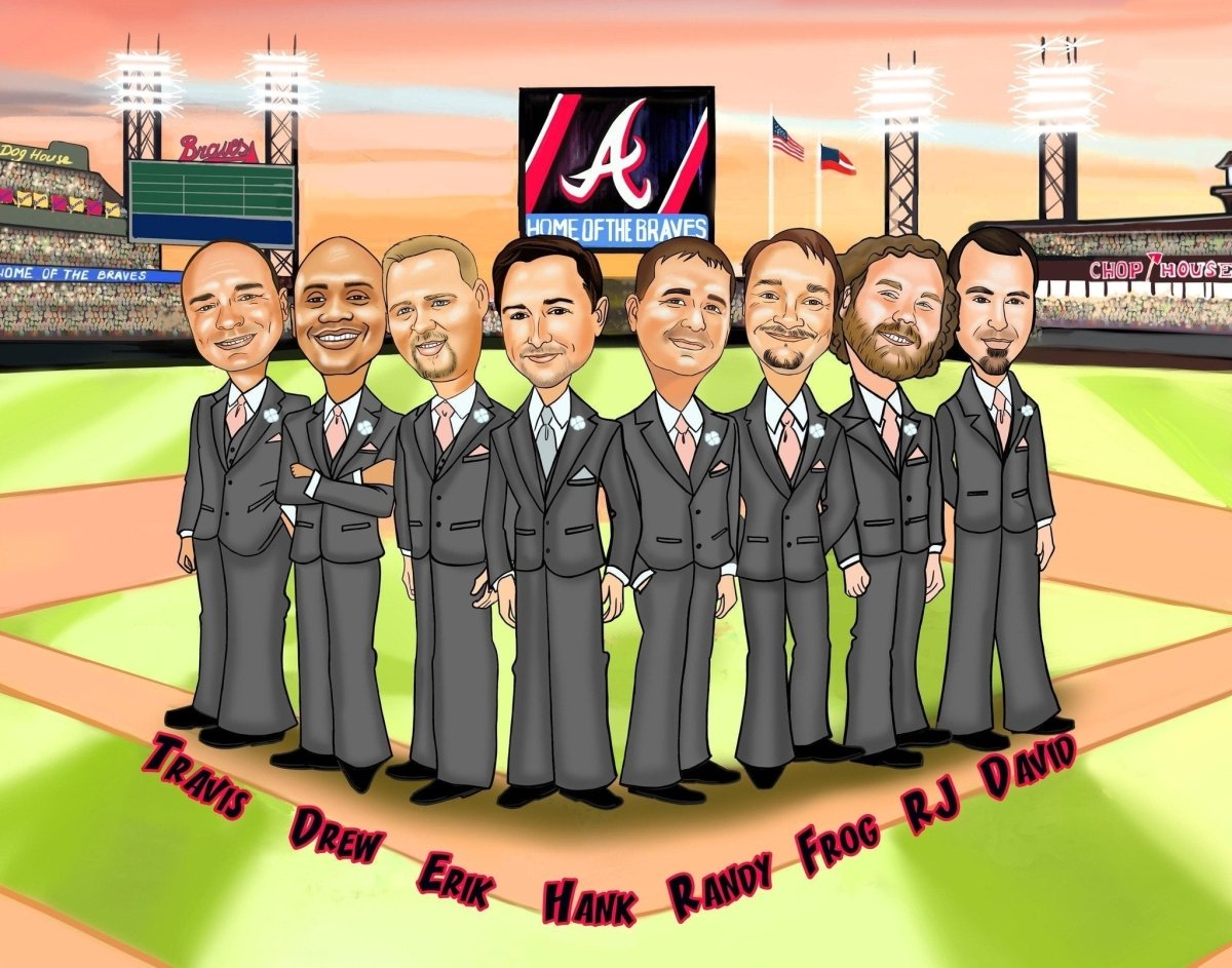 groomsmen gifts Groomsmen Group Caricature by Groovy Groomsmen Gifts