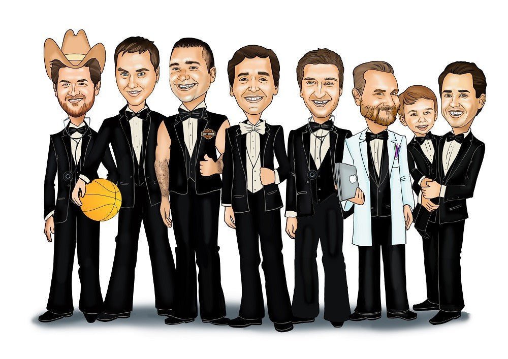 groomsmen gifts Groomsmen Group Caricature by Groovy Groomsmen Gifts