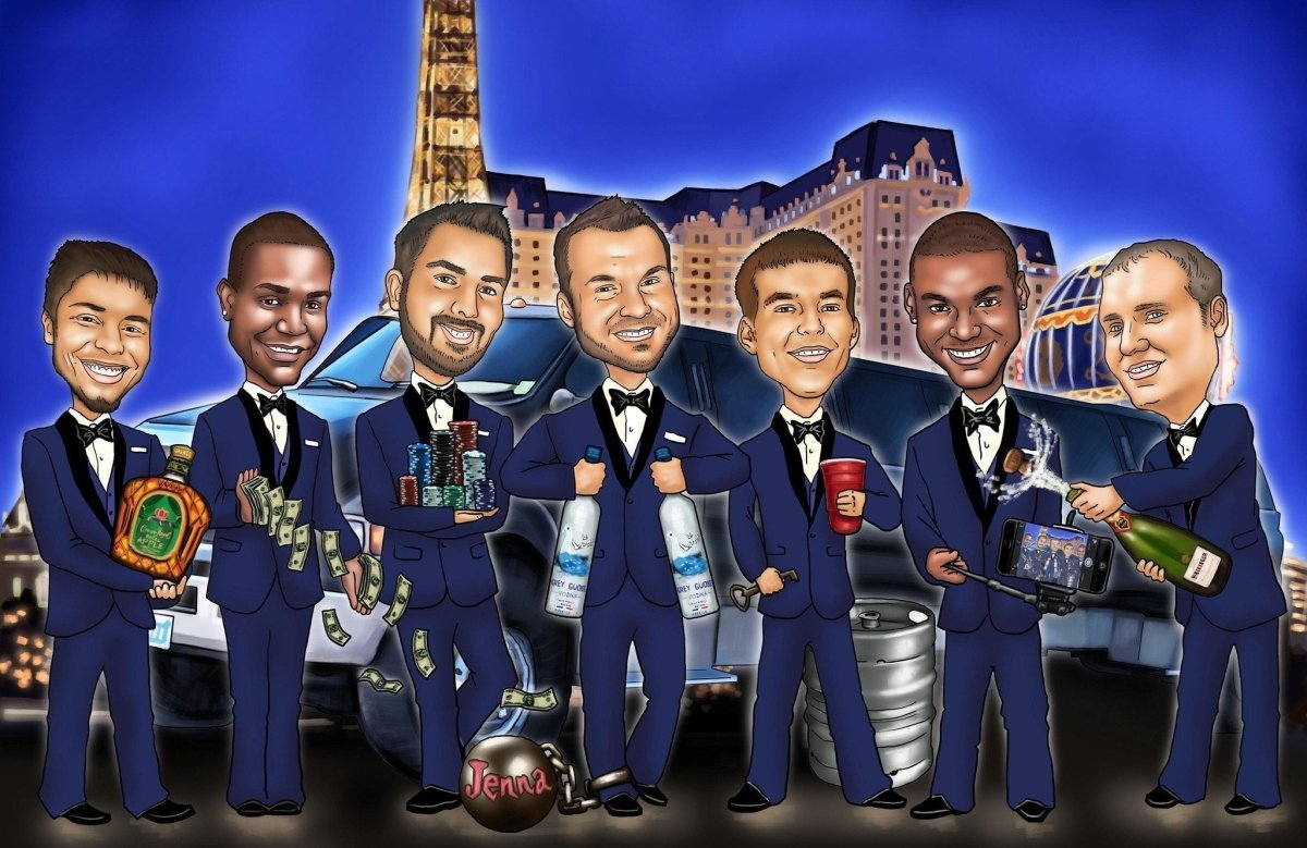 groomsmen gifts Groomsmen Group Caricature by Groovy Groomsmen Gifts