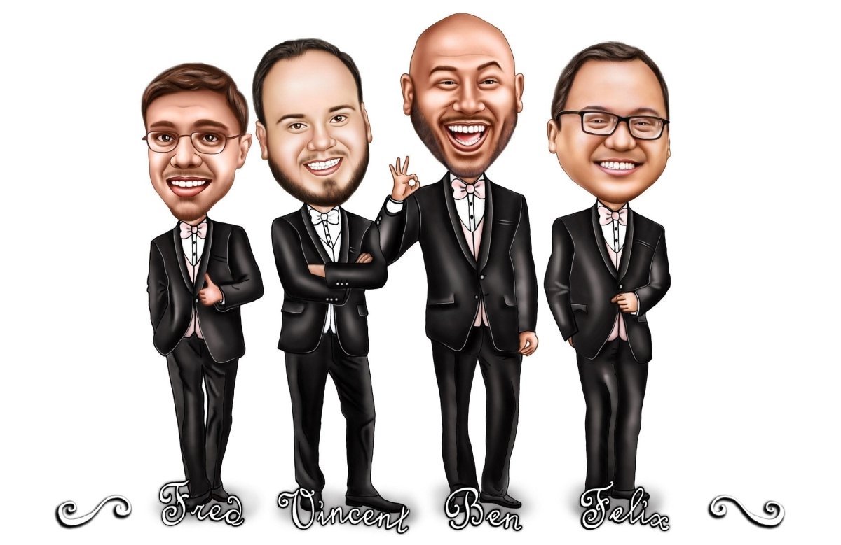 groomsmen gifts Groomsmen Group Caricature by Groovy Groomsmen Gifts