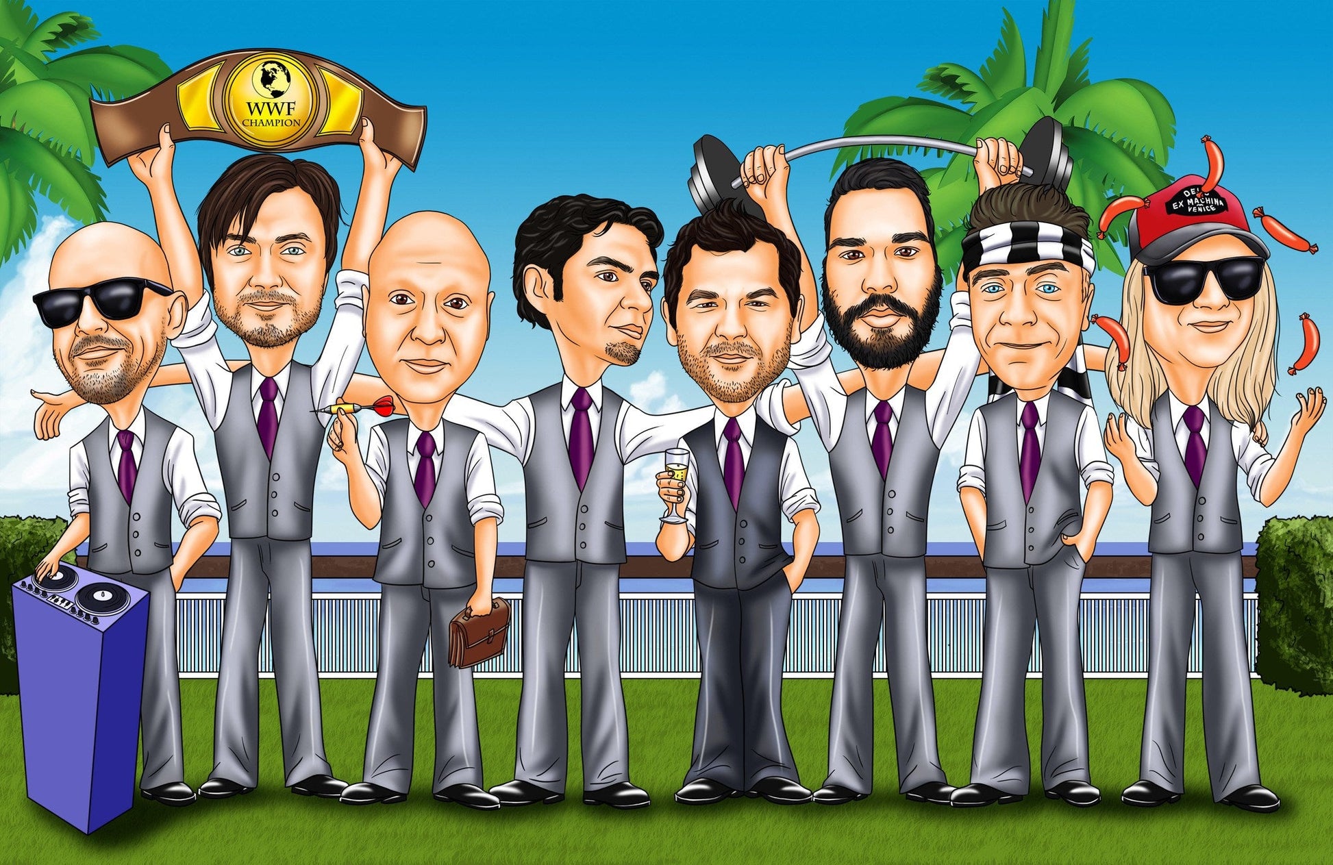 groomsmen gifts Groomsmen Group Caricature by Groovy Groomsmen Gifts