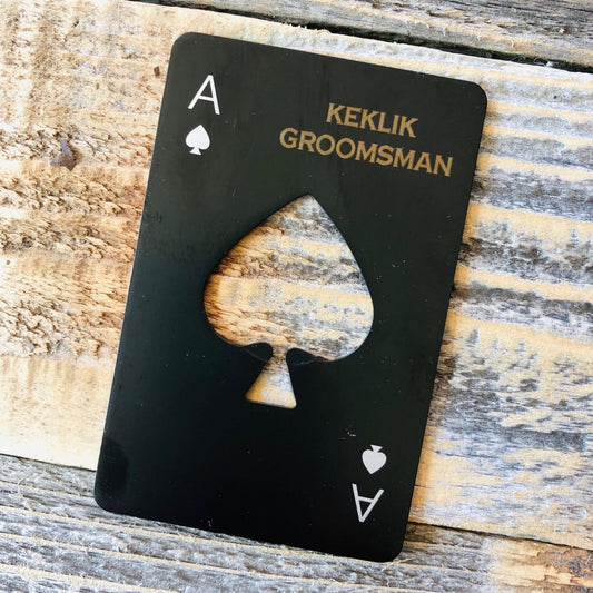 Groovy Laser Personalized Ace of Spades Bottle Opener by Groovy Groomsmen Gifts