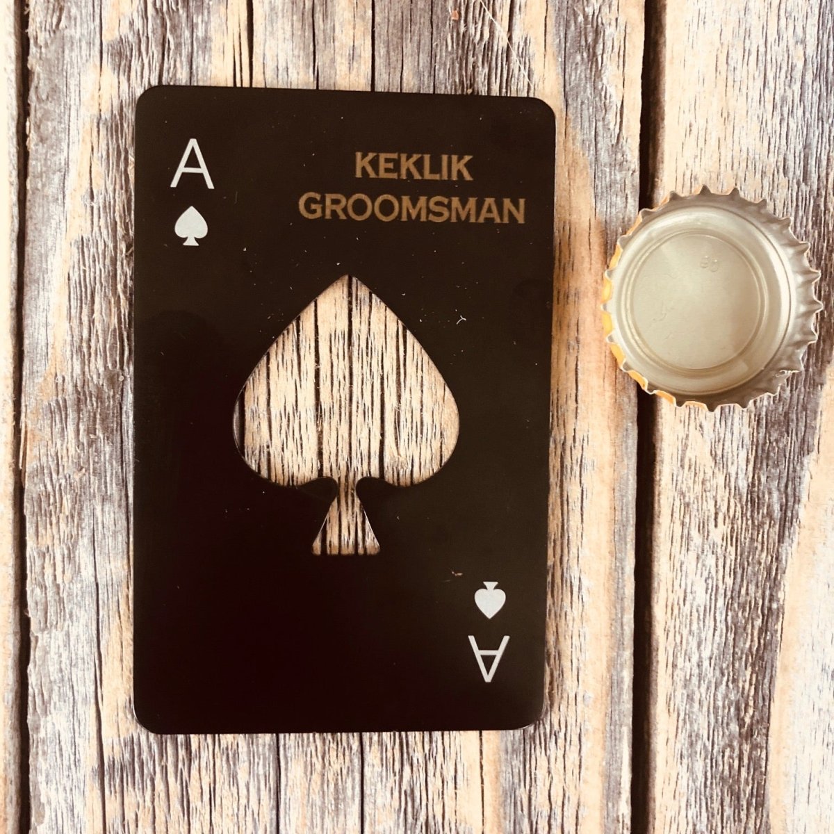 Groovy Laser Personalized Ace of Spades Bottle Opener by Groovy Groomsmen Gifts