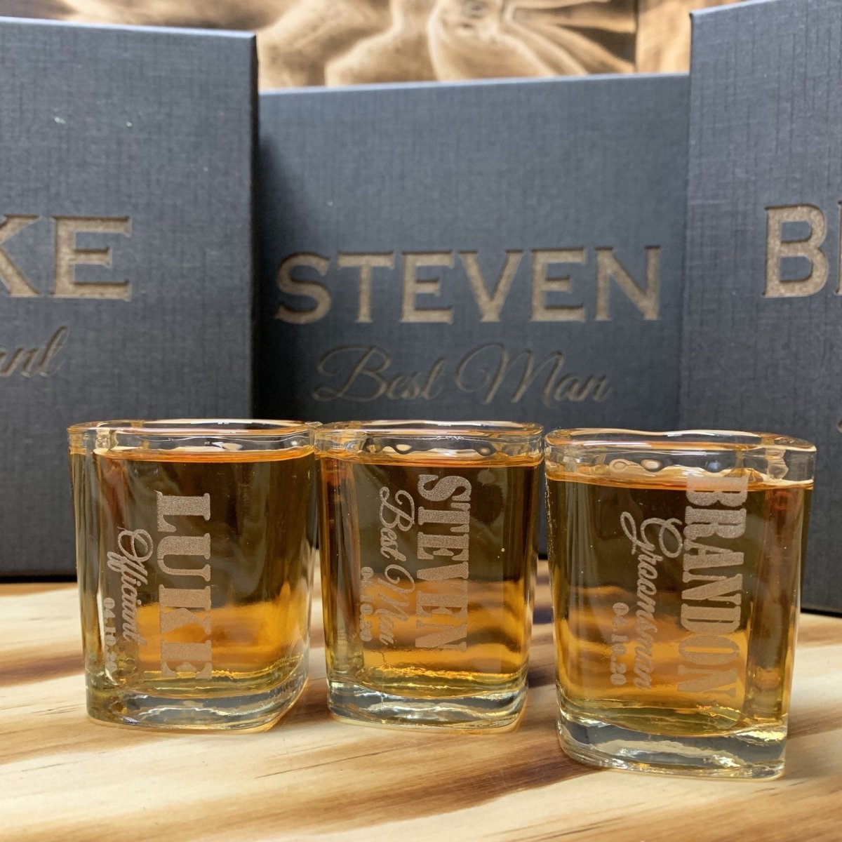 Groovy Laser Personalized Big Gulp Shot Glasses by Groovy Groomsmen Gifts