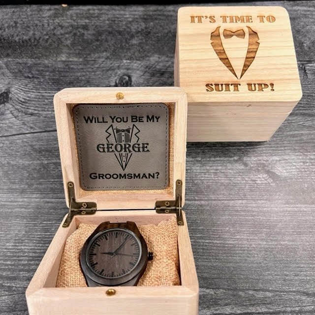 Groovy Laser Time to Suit Up by Groovy Groomsmen Gifts