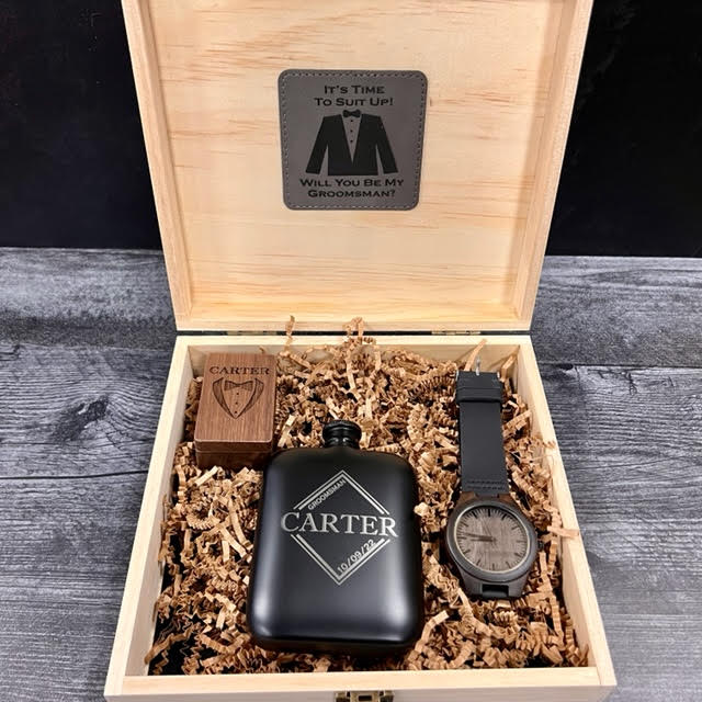 groovy laser Wearable Groomsmen Proposal Gift Box by Groovy Groomsmen Gifts