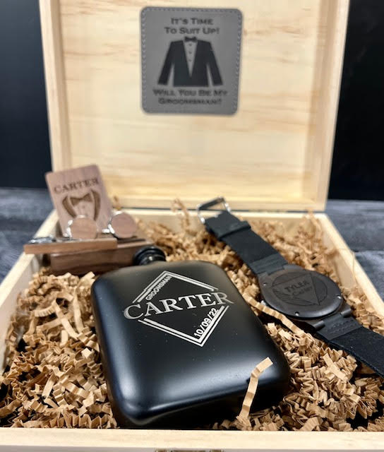 groovy laser Wearable Groomsmen Proposal Gift Box by Groovy Groomsmen Gifts