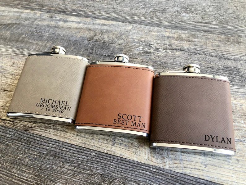 Flasks Leather Flask Gift Set by Groovy Groomsmen Gifts