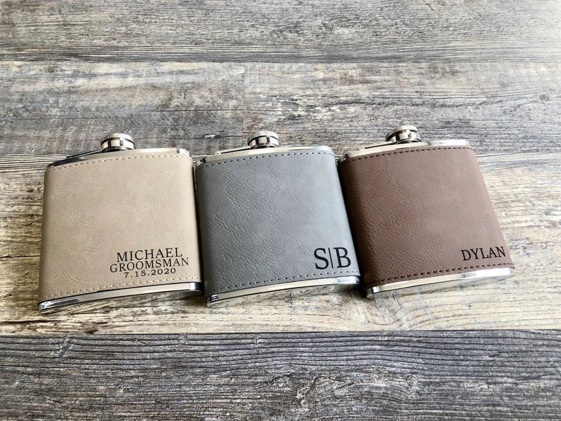 Flasks Leather Flask Gift Set by Groovy Groomsmen Gifts