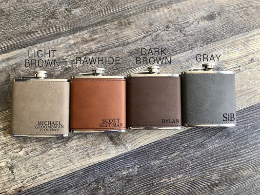 Leather Flask Gift Set - Groovy Groomsmen Gifts