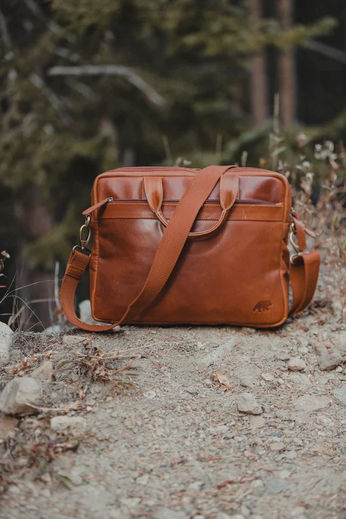 Messenger Bag Leather Laptop Carrier by Groovy Groomsmen Gifts