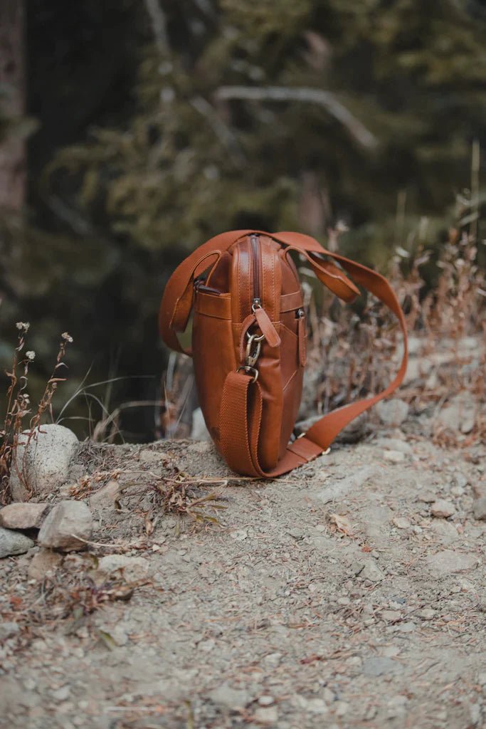 Messenger Bag Leather Laptop Carrier by Groovy Groomsmen Gifts