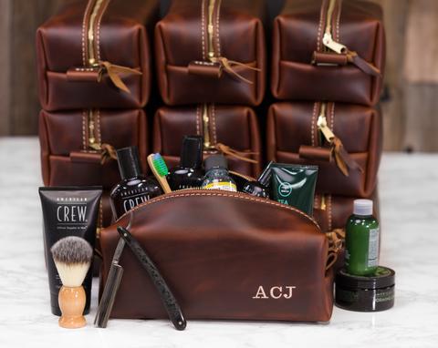 Man Bags Leather Luxe Personalized Men's Travel Bag by Groovy Groomsmen Gifts