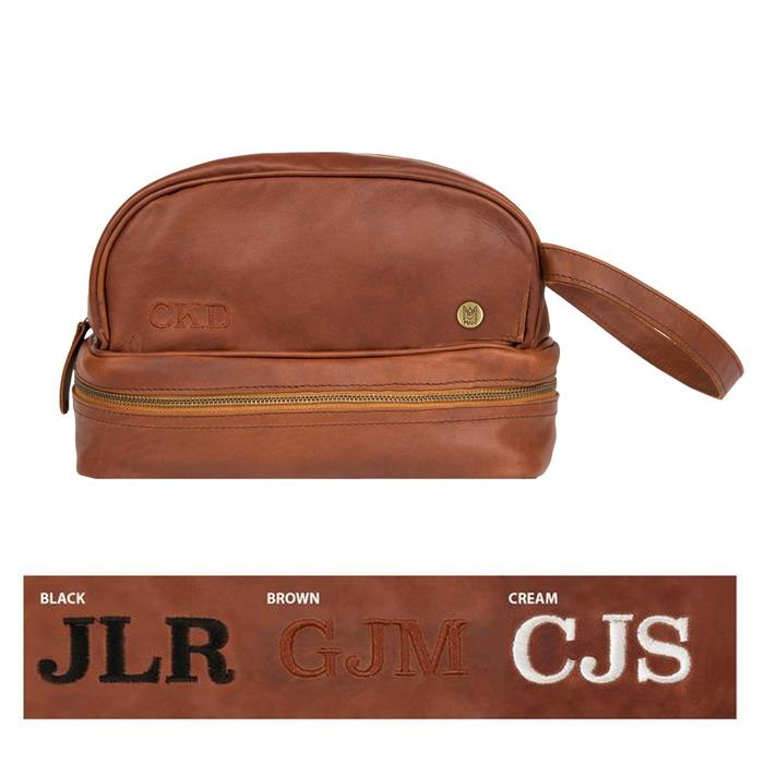 Man Bags Leather Toiletry Bag with Under Compartment by Groovy Groomsmen Gifts