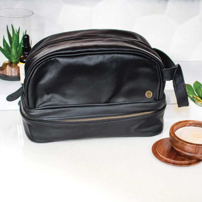 Man Bags Leather Toiletry Bag with Under Compartment by Groovy Groomsmen Gifts