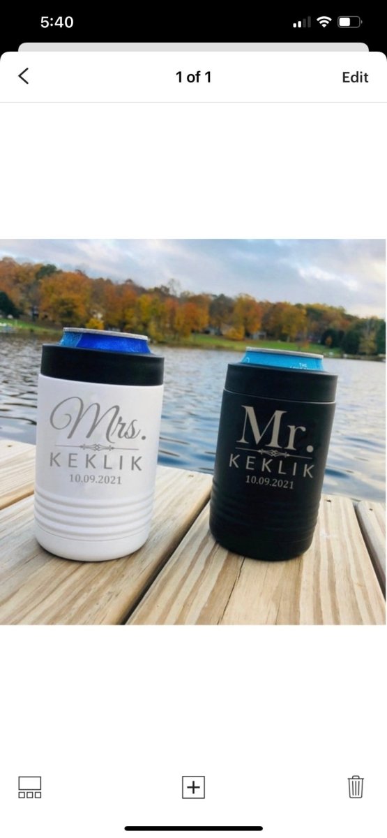 Me And The Misses Koozie by Groovy Groomsmen Gifts