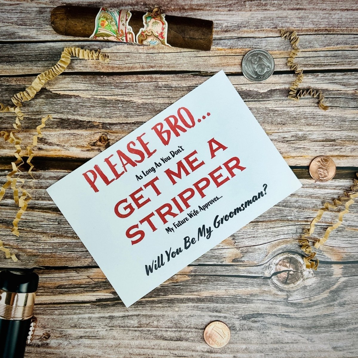 No Strippers Proposal Card by Groovy Groomsmen Gifts