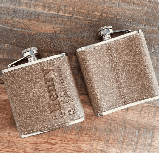 Personalized Flasks Personalized Leather Flask by Groovy Groomsmen Gifts