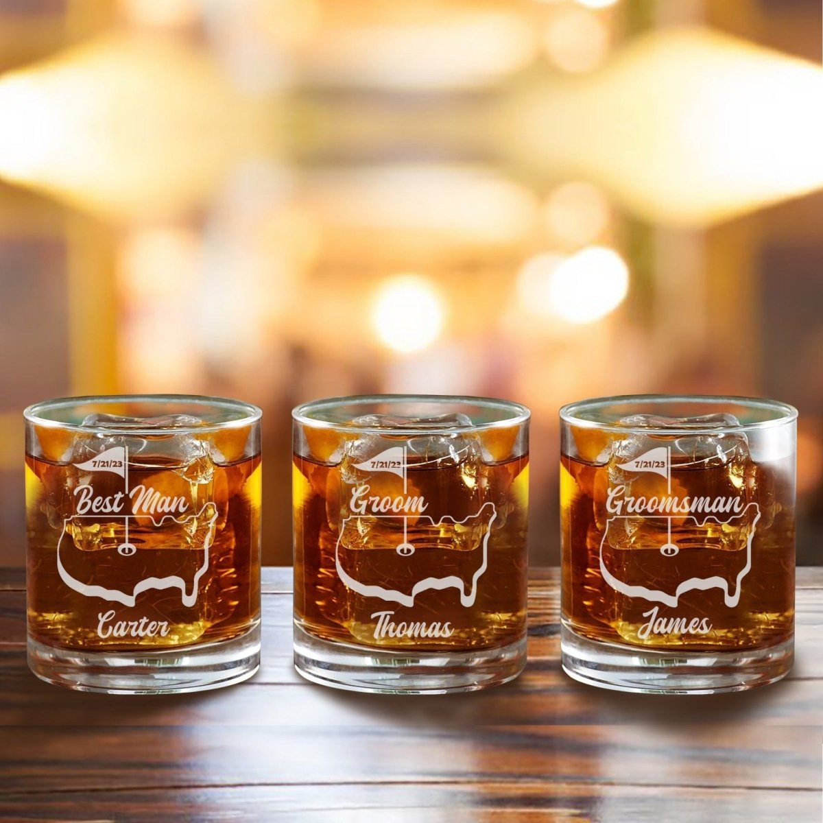 Personalized Golf Groomsmen Whiskey Glass by Groovy Groomsmen Gifts