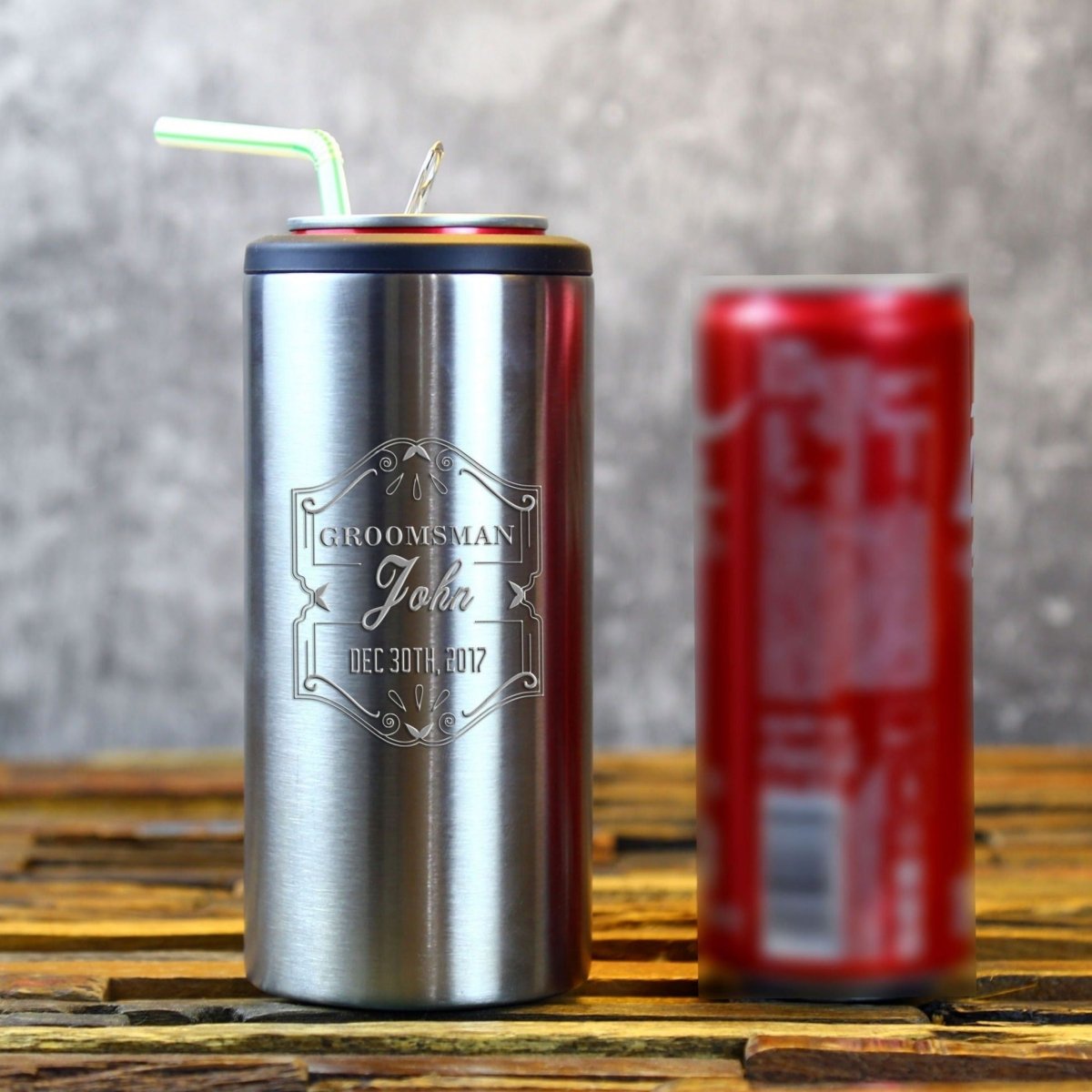 Personalized Koozie Customized Metallic Koozie by Groovy Groomsmen Gifts