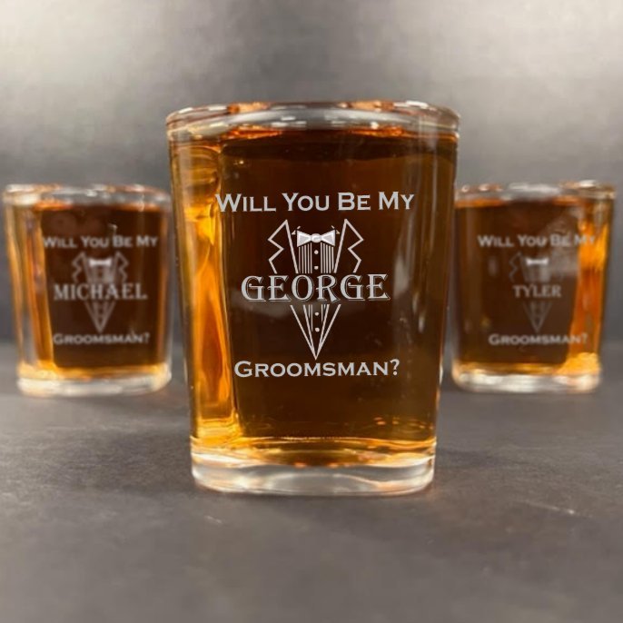 Proposal Custom Groomsmen Proposal Shot Glasses by Groovy Groomsmen Gifts