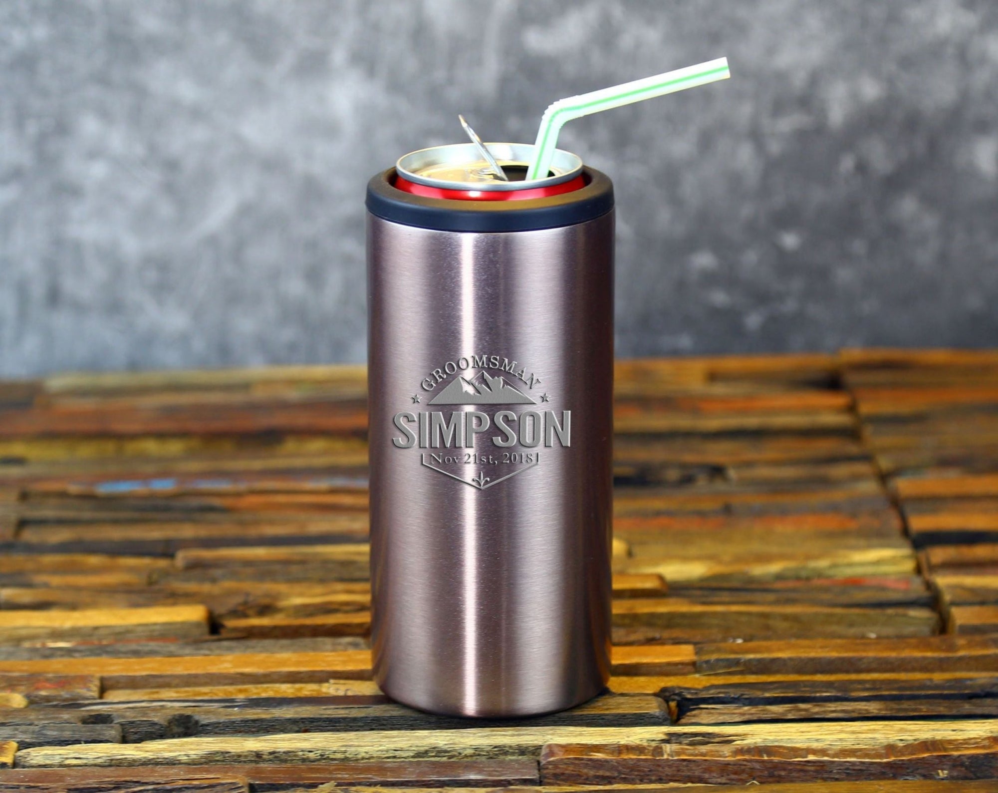 Rose Gold Custom Koozie - Groovy Groomsmen Gifts