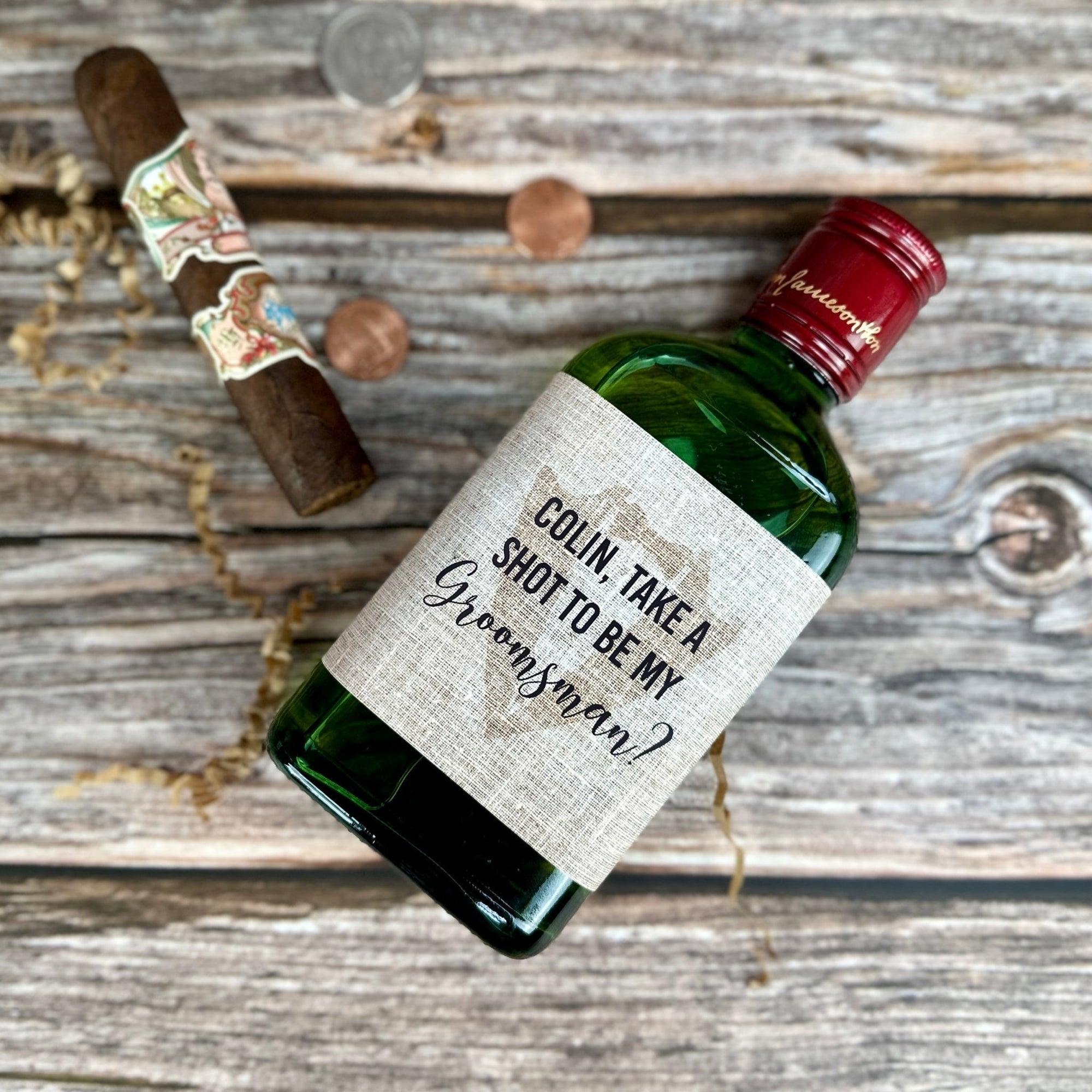 Bottle Label Shoot For A Yes by Groovy Groomsmen Gifts