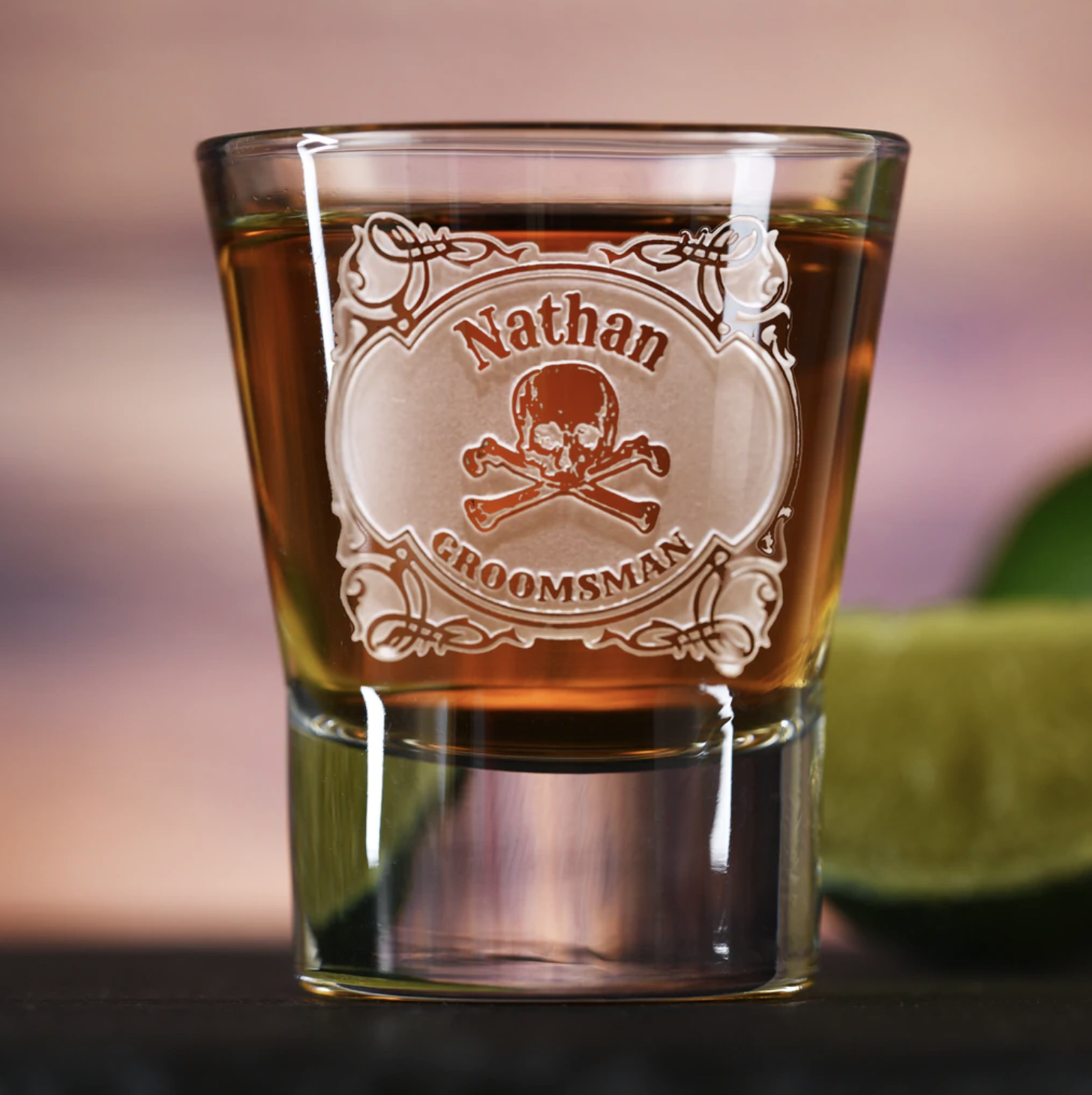 Skull And Bones Groomsman Shot Glass