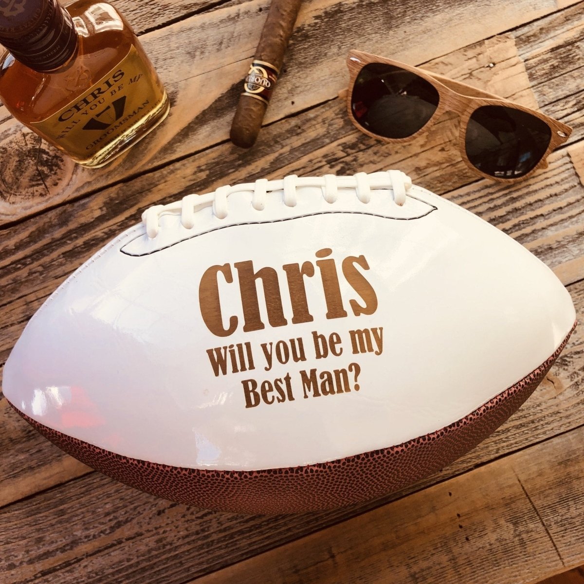 Sports Groomsmen Gifts Personalized Pigskin by Groovy Groomsmen Gifts