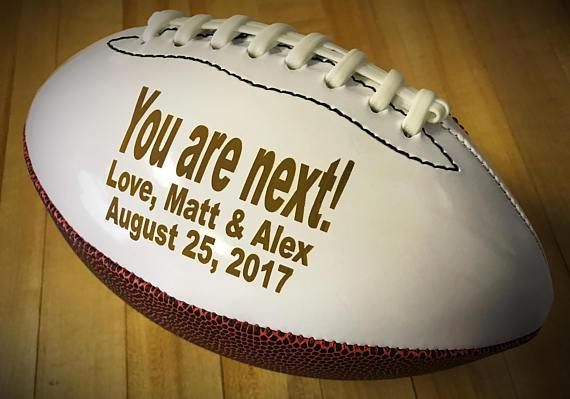 Sports Groomsmen Gifts Personalized Pigskin Groomsmen Gift by Groovy Groomsmen Gifts